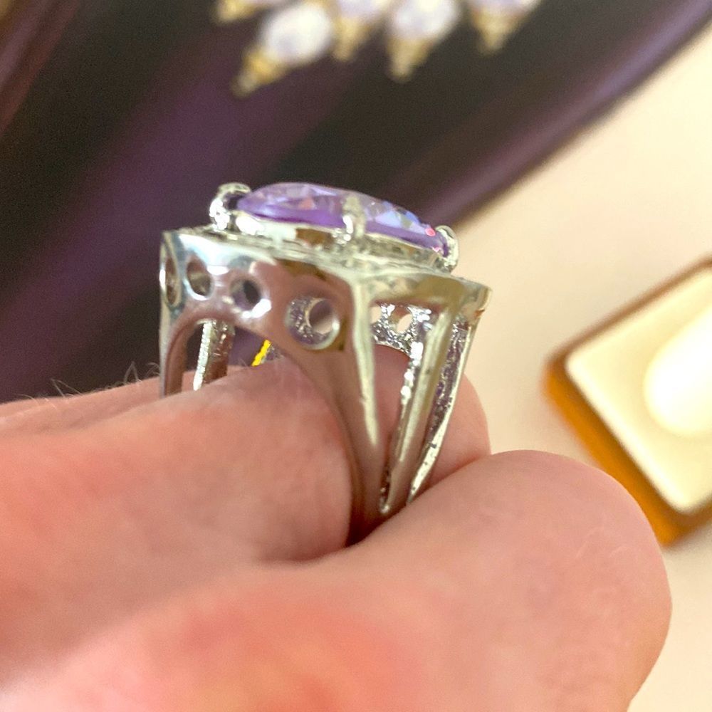 Amethyst Silver Cocktail Ring - image 4
